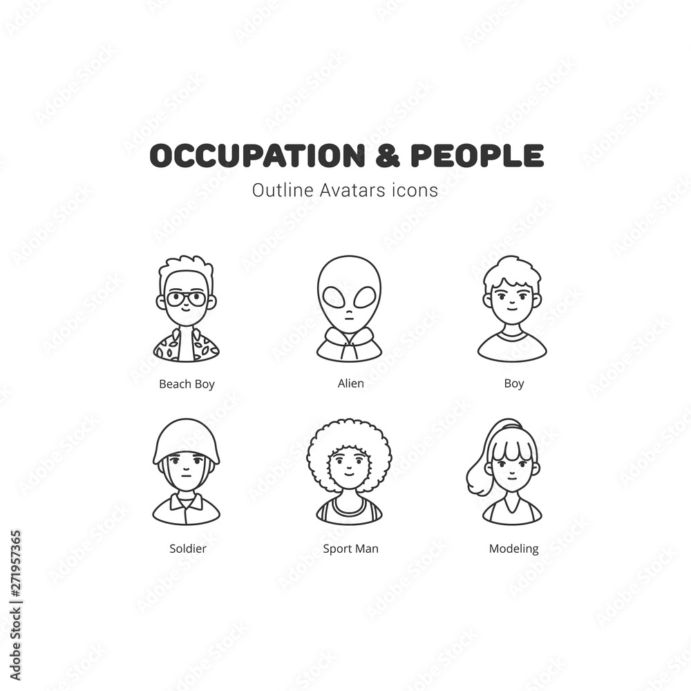 Occupation and people avatar outline icons Occupation and people avatar outline icons