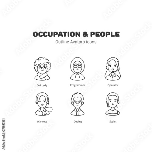 Occupation and people avatar outline icons