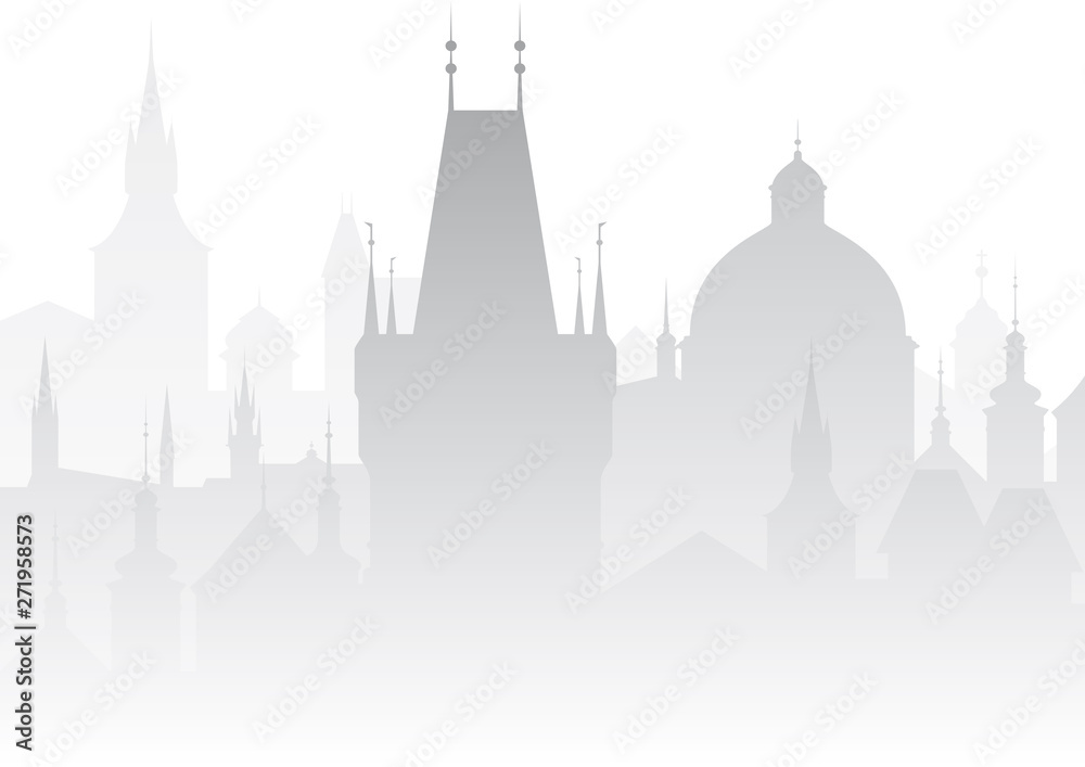 Vector silhouette of Prague in the mist Vector silhouette of Prague in the mist