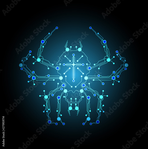 circuit board spider background. High tech concept.