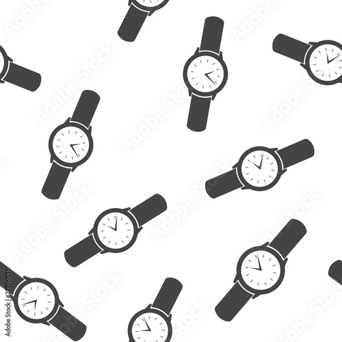 Men's classic wrist watch. Clock icon. Vector Clock Icon seamless pattern on a white background. Layers grouped for easy editing illustration. For your design