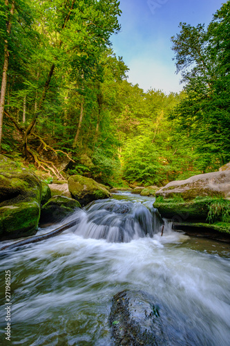 Prüm river waterfalls in forrest  near Irrel, Rhineland-Palatinate, Germany