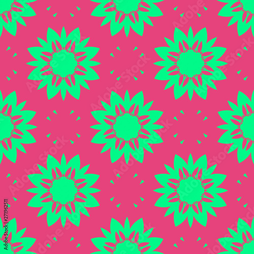 Pink and green floral beauty flat pattern