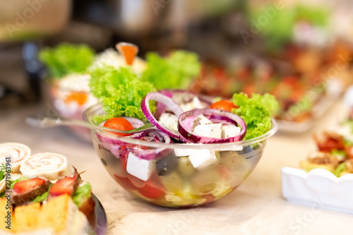 Fresh vegetable salad close up.