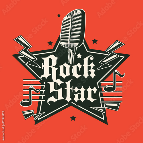 Rock star music emblem