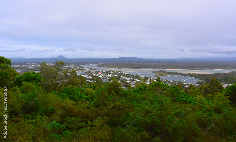 Laguna Lookout offers scenic views over Noosa in the Sunshine Coast region of Queensland, Australia.