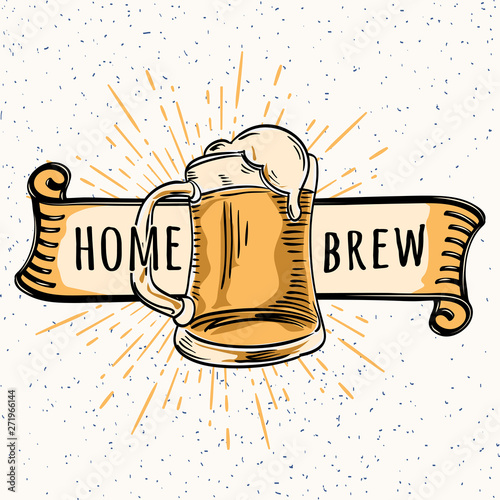 Glass of beer - homebrew craft beer emblem