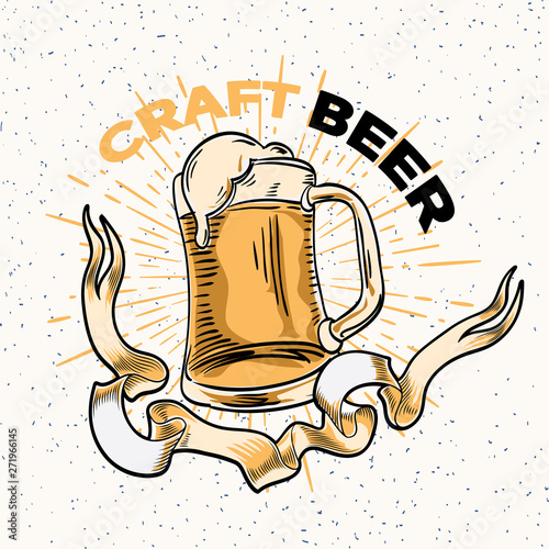 Glass of beer - homebrew craft beer emblem