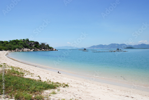 Beautiful nature scenic landscape view at peaceful beach in Nha Trang, VietNam.