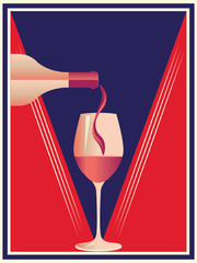 Keuken achterwand Rood Retro wijnposter vintage stijl  © AnnaPa