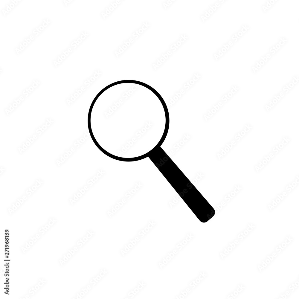 Magnifying glass icon, loupe symbol, flat design template, vector illustration Magnifying glass icon, loupe symbol, flat design template, vector illustration