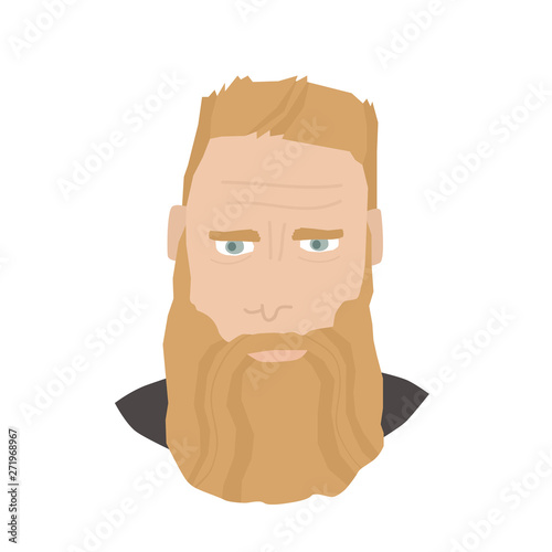 Vector Illustration Blue eyed bearded man Flat icons