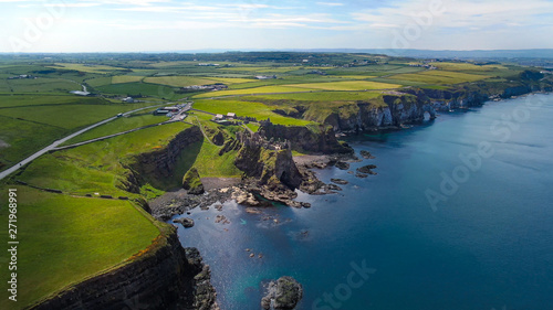 Dunluce Castle in North Ireland - aerial view - travel photography