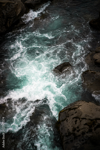 beautiful iceland fjords with waves crashing