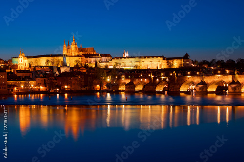 Prague down by the Vltava River at night  © pop_gino