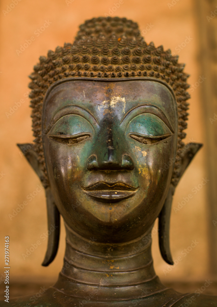 Buddha head statue at vat sisaket, Vientiane, Laos Buddha head statue at vat sisaket, Vientiane, Laos