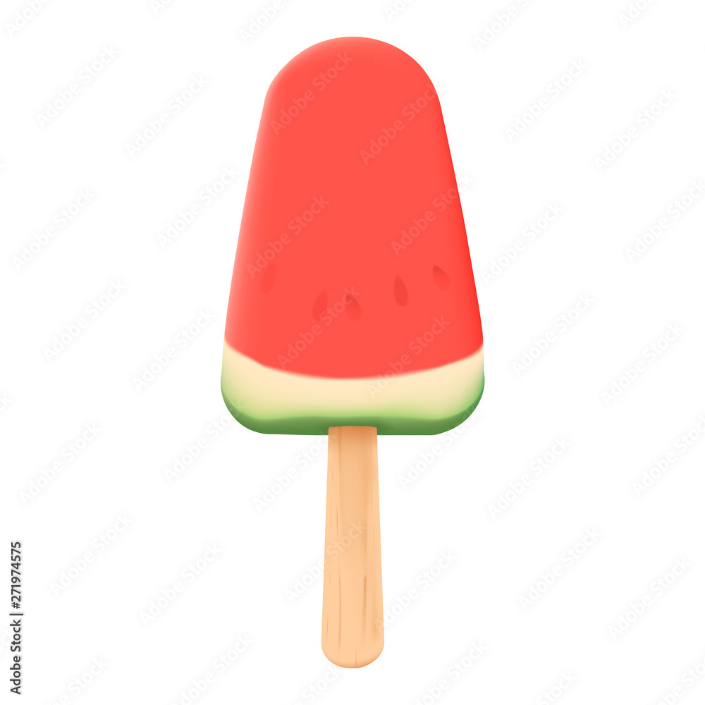 Watermelon ice-cream with seeds on white background Watermelon ice-cream with seeds on white background