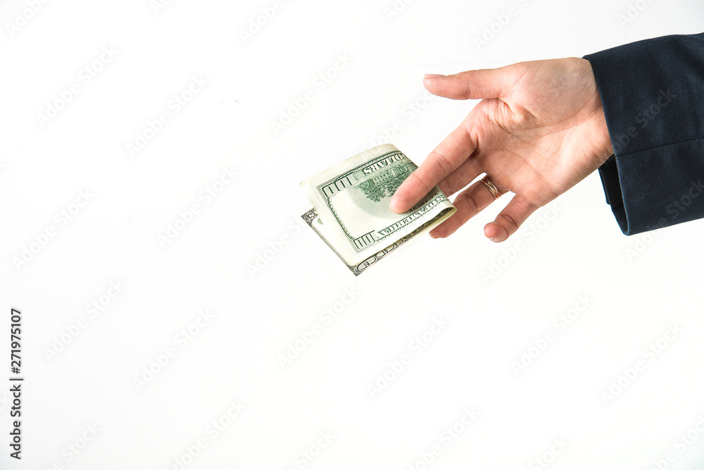 hand is holding american dollars hand is holding american dollars