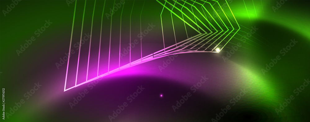 Techno glowing background, futuristic dark template with neon light effects and simple forms, vector Techno glowing background, futuristic dark template with neon light effects and simple forms, vector