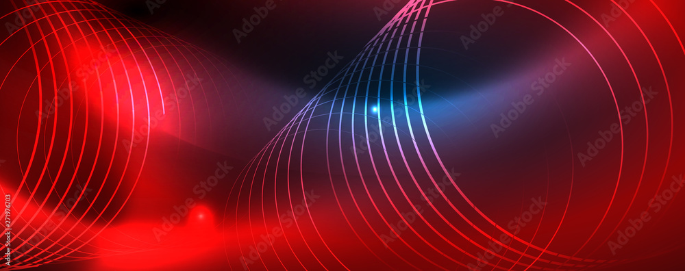 Neon glowing techno lines, hi-tech futuristic abstract background template, vector Neon glowing techno lines, hi-tech futuristic abstract background template, vector