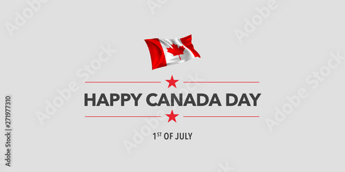 Happy Canada day greeting card, banner, vector illustration.