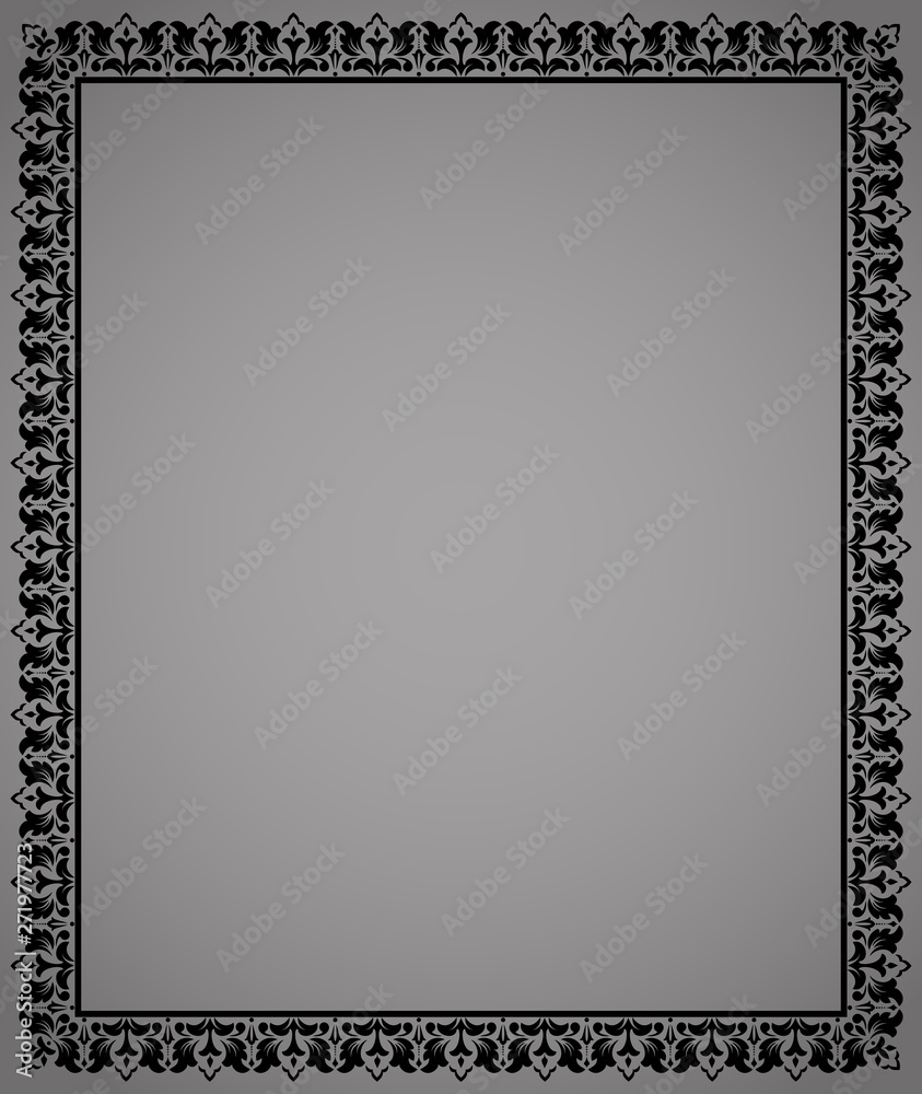 Decorative frame Elegant vector element for design in Eastern style, place for text. Floral black border. Lace illustration for invitations and greeting cards