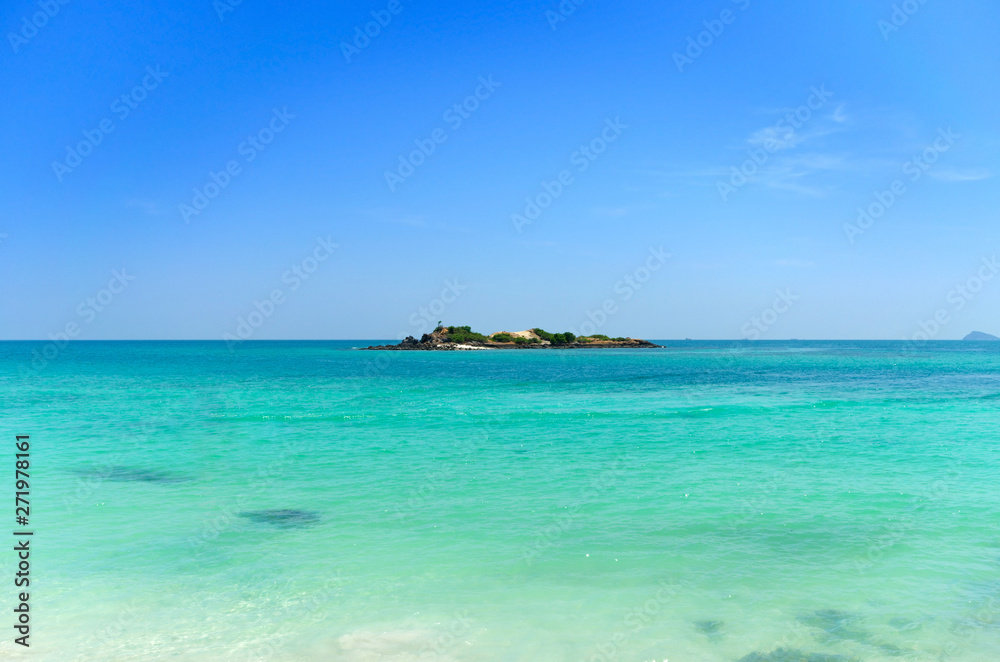 beautiful island the beach like paradise and blue aqua sea water summer background in Thailand.