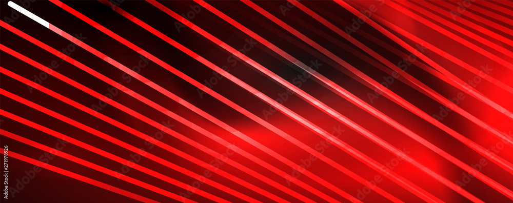 Fototapeta premium Shiny color neon light with lines, abstract wallpaper, shiny motion, magic space light. Techno abstract background