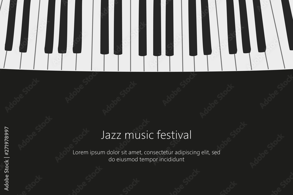 Fototapeta premium Music festival poster template with piano keys.