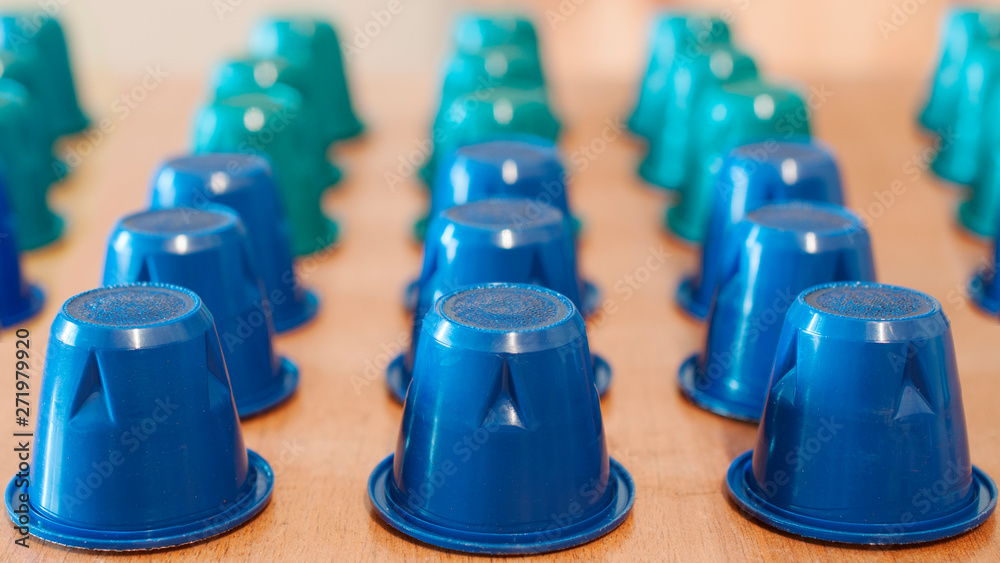 Rows of coffee capsules for espresso coffee machine Rows of coffee capsules for espresso coffee machine