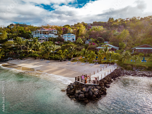 aerial drone view at the beach of Saint Lucia Caribbean photo