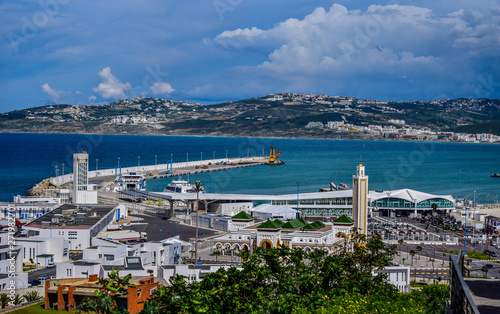 Panoramic View of Tangier Harbor Mediterranean Sea, Tangier City, Morocco