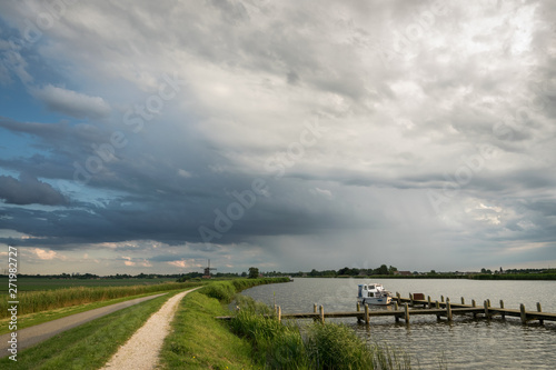 Thunderstorm over the dutch landscape near the river Rotte. 