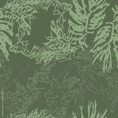 Summer camouflage of various shades of pine green color