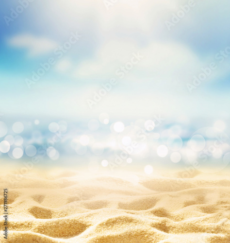 Summer beach background. Sand, sea and sky.