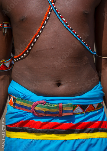 Rendille tribesman chest, Turkana lake, Loiyangalani, Kenya photo