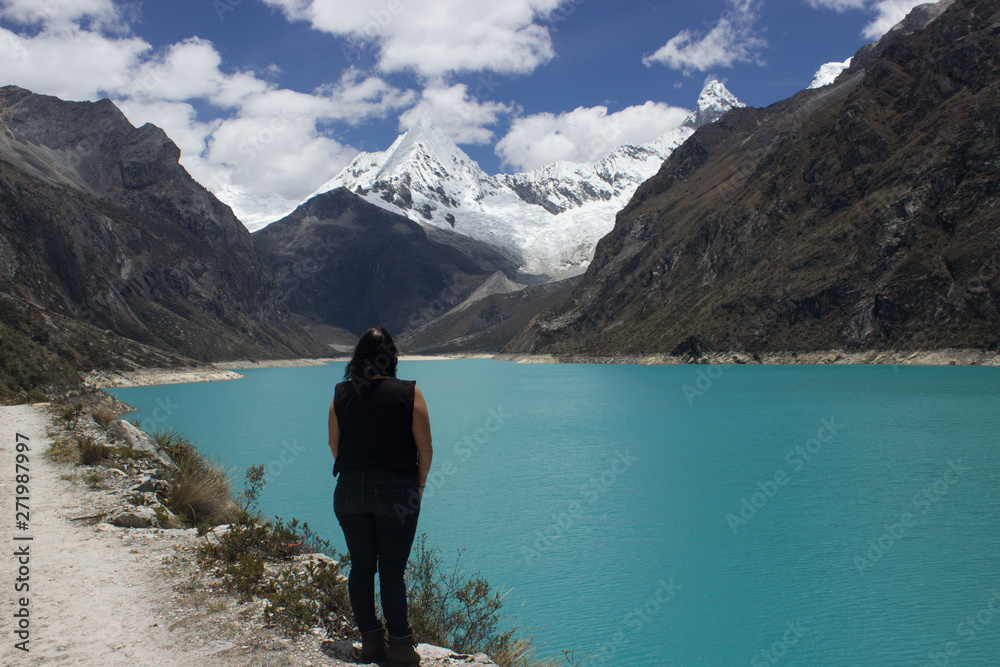 Fototapeta premium turquoise lake in the andes mountains in peru