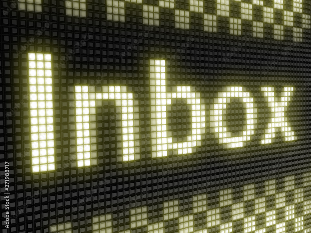 Inbox. The bright inscription in a light board with big pixel.