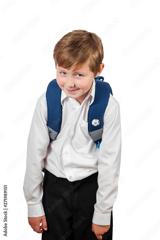 schoolboy in a white shirt with a sly face schoolboy in a white shirt with a sly face