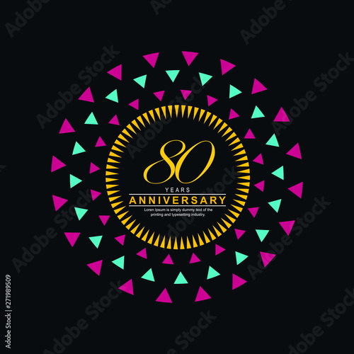 80 Year Anniversary Vector Template Design Illustration