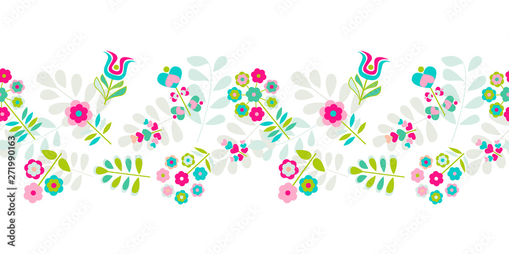 Seamless cute small flower border pattern design
