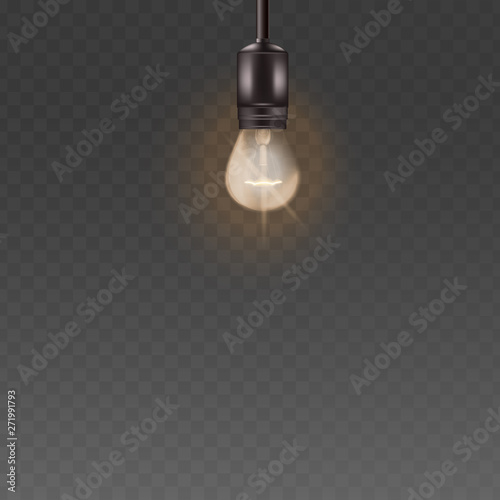 Light bulb or glass electric lamp vector 3d realistic illustrations isolated.