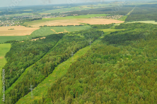 bird's eye view forest and meadows