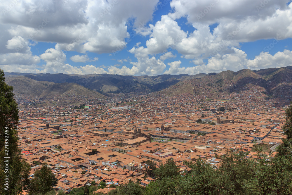 panorama over the city of cusco, peru