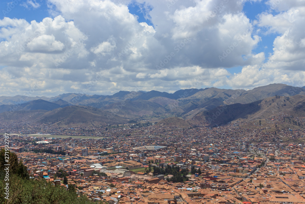 panorama over the city of cusco, peru