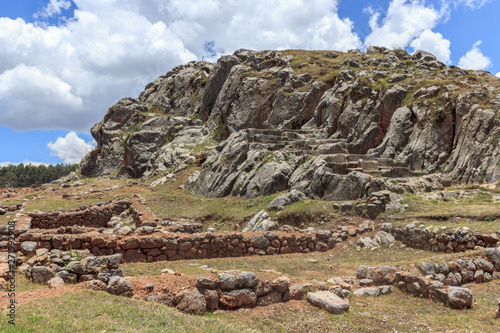 inca ruins overlooking the city of cusco, peru photo