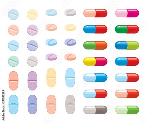 vector colorful collection of pills