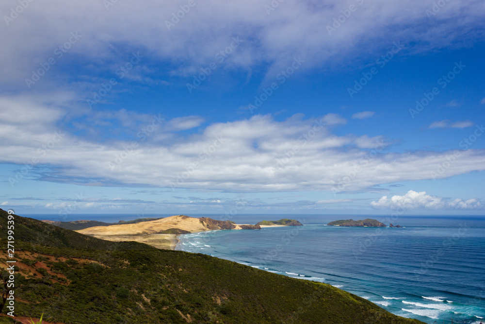 View of Cape Maria van Diamen and Te Werahi Beach by Cape Reinga, North Island of New Zealand