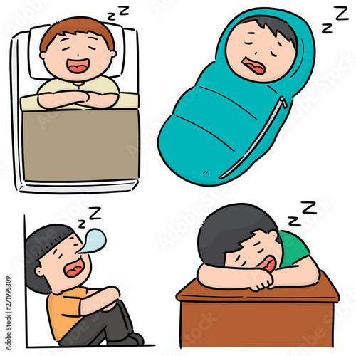 vector set of men sleeping