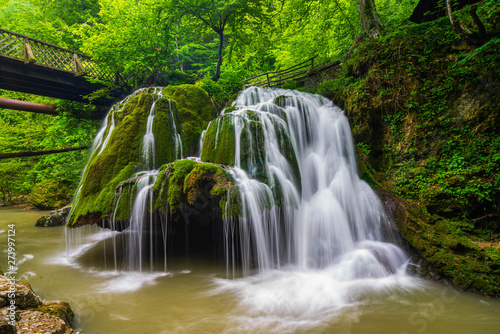 Fototapeta Naklejka Na Ścianę i Meble -  Bigar Waterfall,Caras-Severin,Romania,Located at the intersection with the parallel 45 in Romania